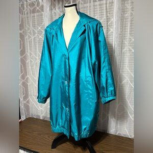ALORNA  Vintage 80’s Teal Windbreaker 5/6 fits like XL 2 pockets shoulder pad